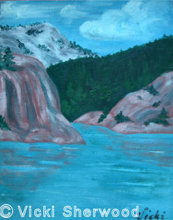 Killarney Park - my painting of close-up of George Lake Scene